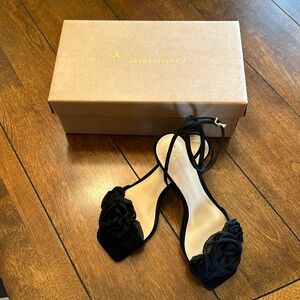 Anthropologie Black Florette Kitten Heels
